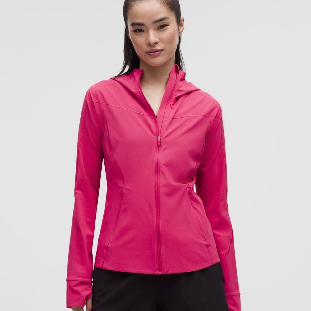Lululemon Athletica Mist Over Windbreaker Pink Hooded Jacket UV Protection Size8